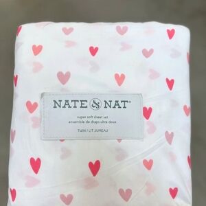 Nate & Nat Heart Print Twin Sheet Set